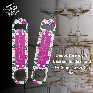 Beautiful Purple Custom Bridesmaid Wedding Favour Bar Key