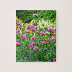 Beautiful purple dahlia garden print jigsaw puzzle