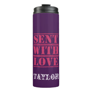 Beautiful Purple Design Sent with Love Customize Thermal Tumbler