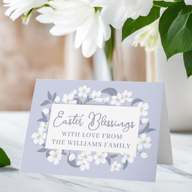 Beautiful Purple Floral Easter Blessings Custom Card (Creator Uploaded)