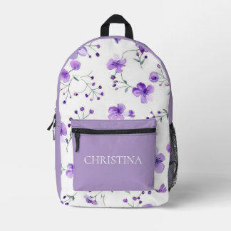 Beautiful Purple Floral Kids Personalized Backpack