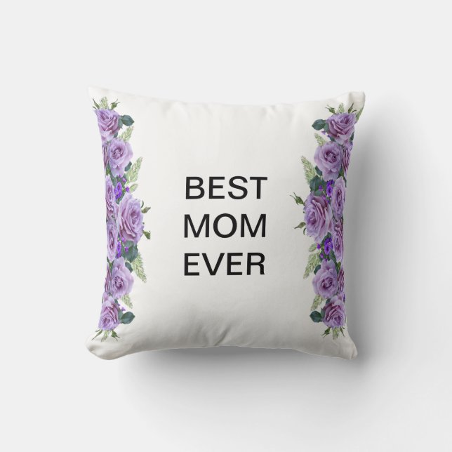 Beautiful Purple floral pillow for Mom (Front)