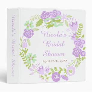 Beautiful Purple Floral Wreath Bridal Shower Photo Binder