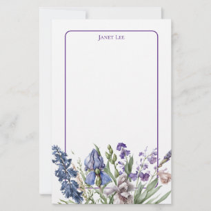 Beautiful Purple Florals and Purple Frame Stationery