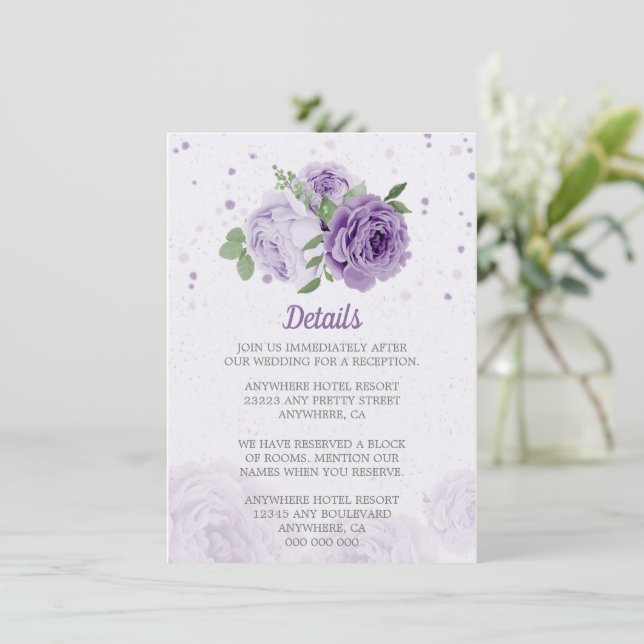 beautiful purple flowers green leaves botanical enclosure card (Standing Front)