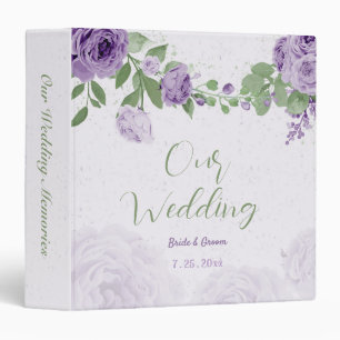 beautiful purple flowers greenery wedding album binder