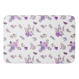 Beautiful purple flowers on bath mat