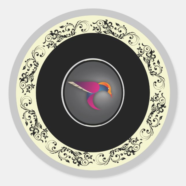 Beautiful purple hummingbird classic round sticker (Front)