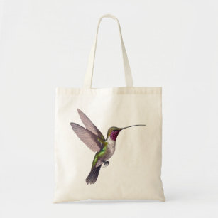 beautiful purple hummingbird tote bag