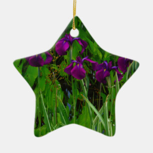 Beautiful Purple Iris Ceramic Ornament