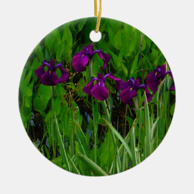 Beautiful Purple Iris Ceramic Ornament (Front)