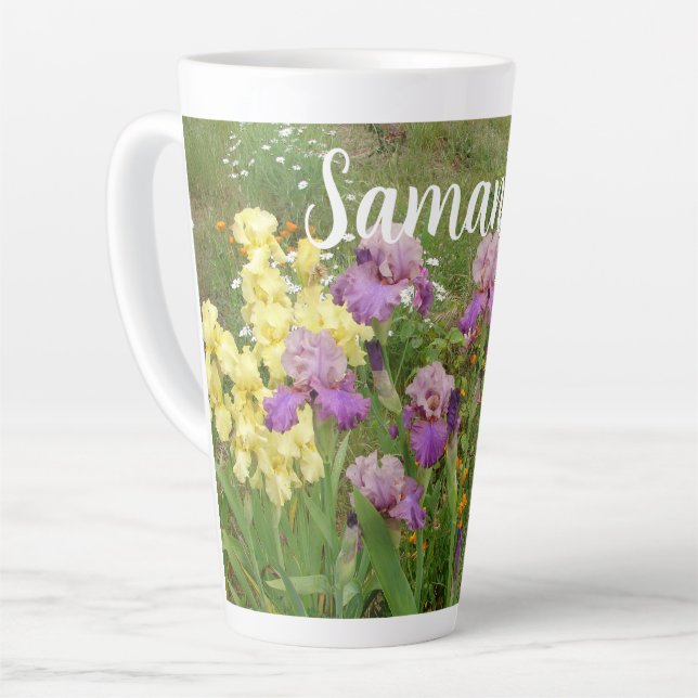 Beautiful Purple Iris Flower floral Garden Womans  Latte Mug (Left Angle)
