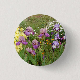 Beautiful Purple Iris Flower floral Photo 1 Inch Round Button