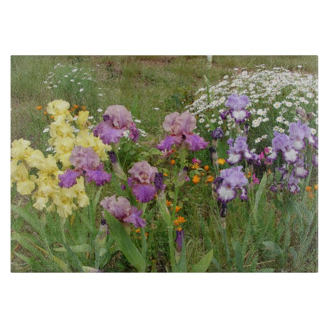 Beautiful Purple Iris Flower floral Photo Cutting Board (Front)