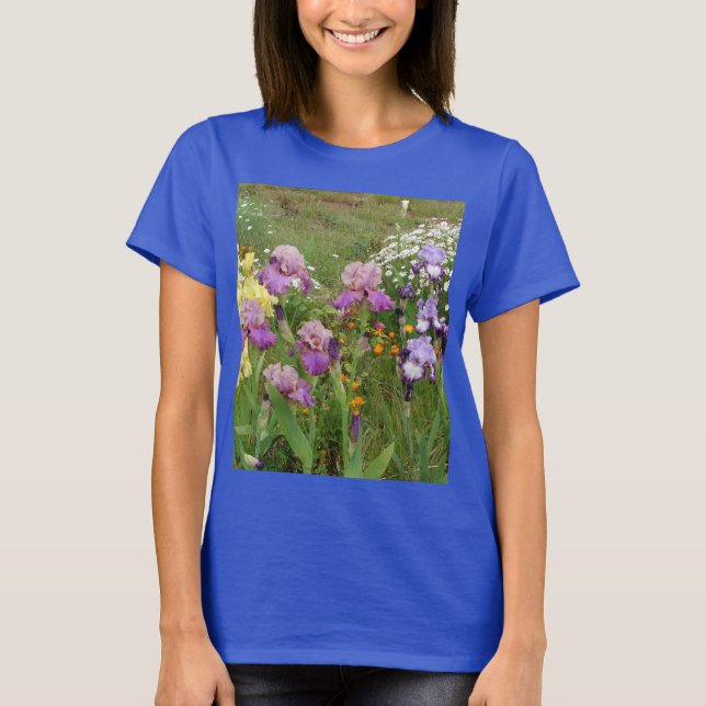 Beautiful Purple Iris Flower floral Photo T-Shirt (Front)