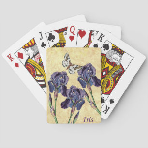 Beautiful Purple Iris Flowers and Butterfly Playing Cards
