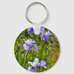 Beautiful purple iris flowers keychain