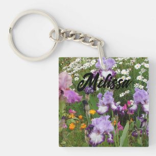 Beautiful Purple Iris Irises flower floral Garden Keychain