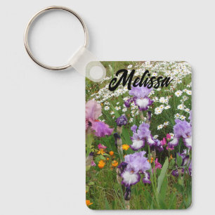 Beautiful Purple Iris Irises flower floral Garden Keychain