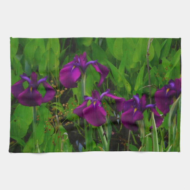 Beautiful Purple Iris Kitchen Towel (Horizontal)