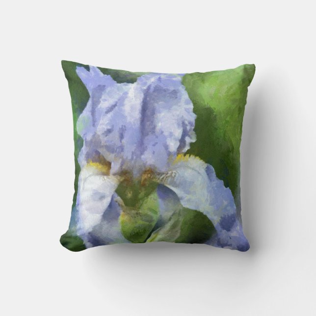 Beautiful Purple Iris Painted Throw Pillow (Front)