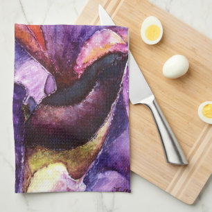Beautiful Purple Iris Painting Kitchen Towel