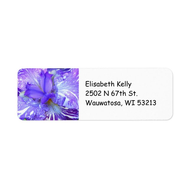 Beautiful Purple Iris Return Address Avery Label (Front)