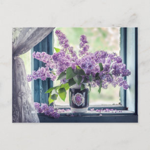 Beautiful Purple Lilac Flowers in the Vase Postcard