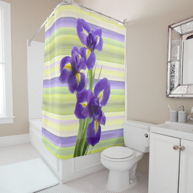 Beautiful Purple Lilac Irises Watercolor Art (In Situ)