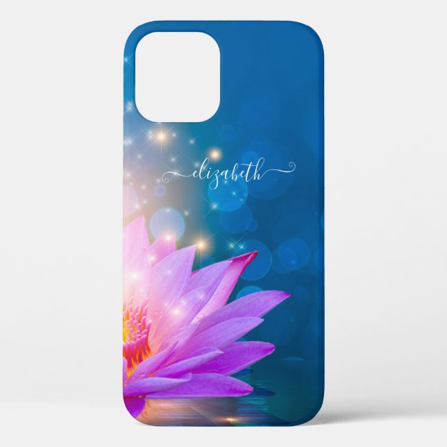 Beautiful Purple Lotus Flower,Lake, Blue,Zen Case-Mate iPhone Case (Back)