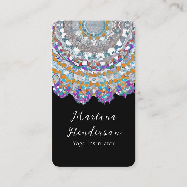 Beautiful Purple Mandala Yoga Business Card (Front)