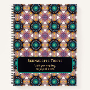Beautiful Purple Mauve Custom Name Geometric Tile Notebook