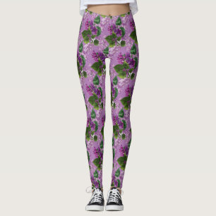 Beautiful Purple Mauve Lilace Flowers  Leggings