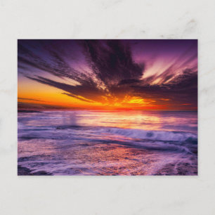 Beautiful Purple Orange Sky and Ocean Postcard