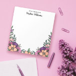 Beautiful Purple Peach Floral From the Desk of Notepad<br><div class="desc">Floral from the desk of notepad with pretty flowers in a trendy colour palette of peach and purple and pink with your name in a girly script. Pretty peach and purple personalized notepad with flowers and greenery customized with your name. Jot down your notes of the day or your notes...</div>