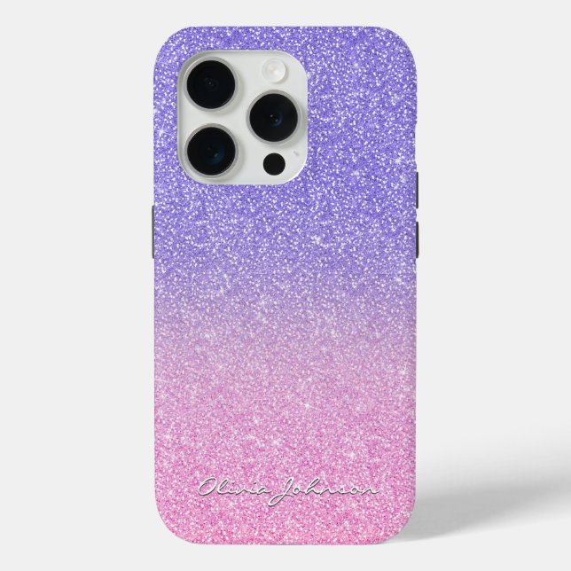 Beautiful Purple Pink Glitter Ombre Case-Mate iPhone Case (Back)