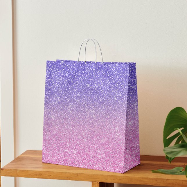Beautiful Purple Pink Glitter Ombre Medium Gift Bag (Creator Uploaded)