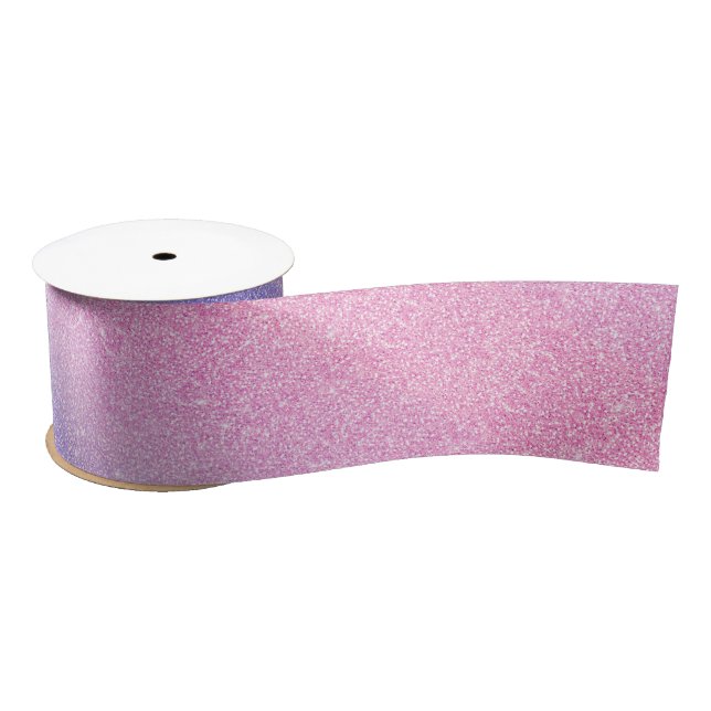 Beautiful Purple Pink Glitter Ombre Satin Ribbon (Spool)