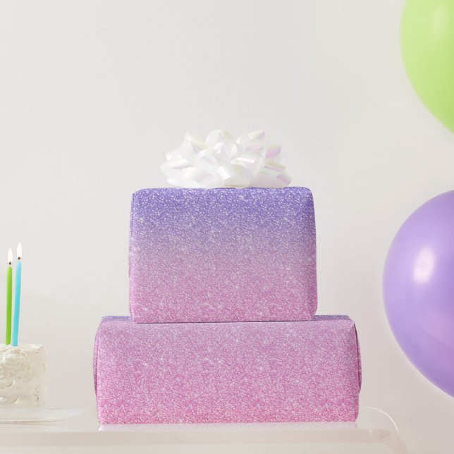 Beautiful Purple Pink Glitter Ombre Wrapping Paper (Party Gifts)