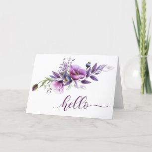 Beautiful Purple Poppies "Hello" Thank You Card
