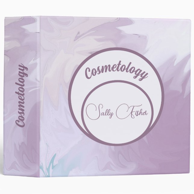 Beautiful Purple Ribbon Design School Monogrammed  Binder (Front/Spine)