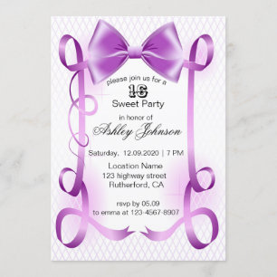 Beautiful Purple Ribbon In Birthday Card