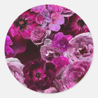 Beautiful Purple Rose Collage Classic Round Sticker