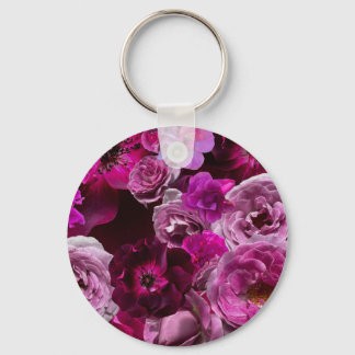 Beautiful Purple Rose Collage Keychain