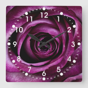 Beautiful Purple Rose Flower Petals Girly Gifts Square Wall Clock