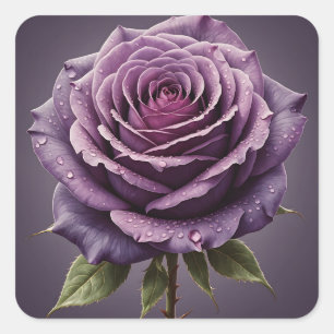 Beautiful purple rose square sticker