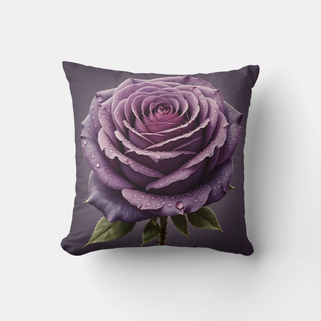 Beautiful purple rose throw pillow (Front)