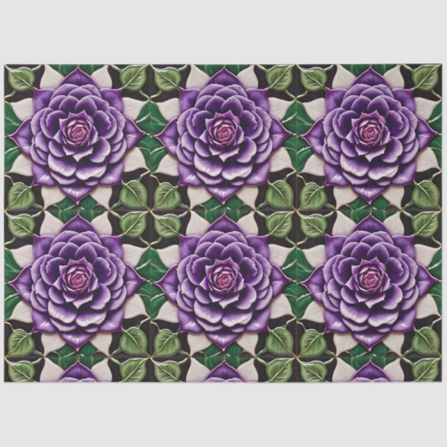 Beautiful Purple Roses Trendy Collection Tissue Paper (Front)