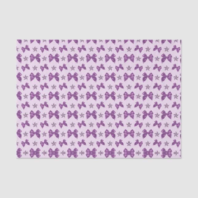 Beautiful Purple Satin Effect Bows Tissue Paper (Front)