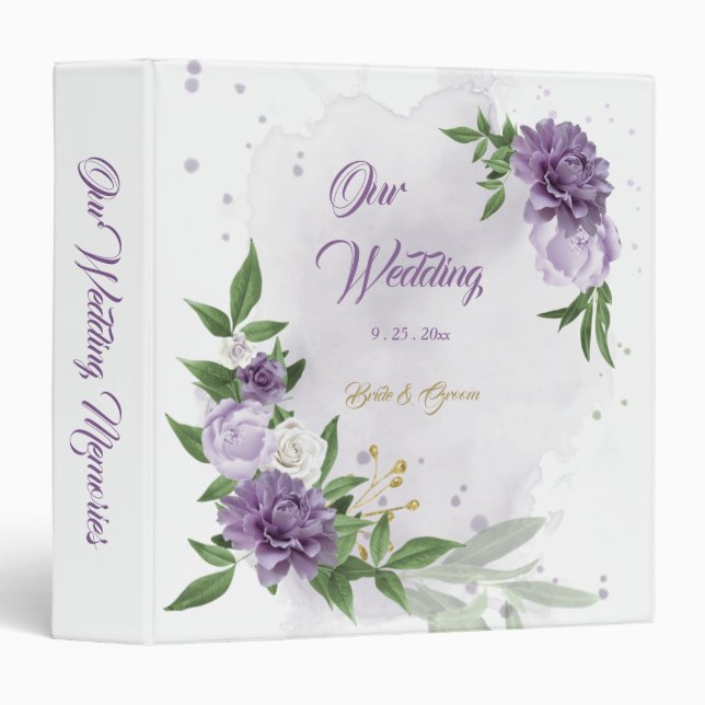 beautiful purple shades flowers greenery album binder (Front/Spine)